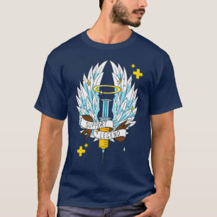 サポートレジェンドゲーマー黄色の翼の付いたシリンジ漫画 Tシャツ