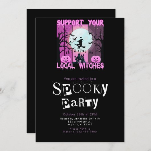 サポートローカルウィッチミニマルハローウィンパーティ 招待状 (正面/裏面)