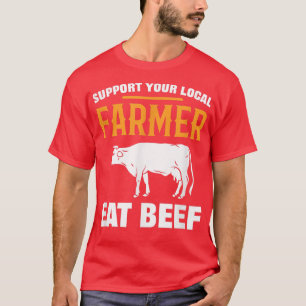サポートローカル農家食べ牛肉農業Agricul Tシャツ