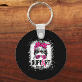 サポート分乱雑Bunピンクの戦士の乳がん キーホルダー (正面)