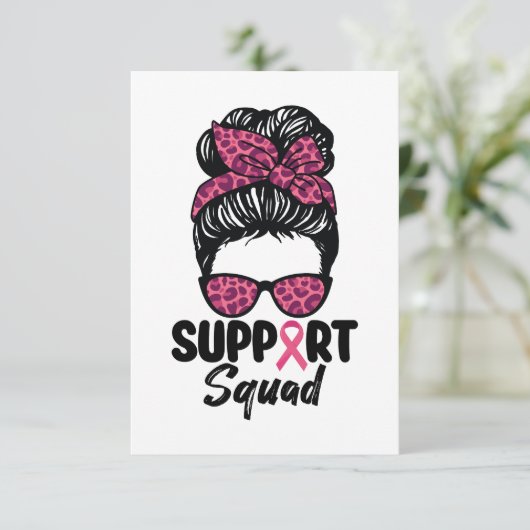 サポート分乱雑Bunピンクの戦士の乳がん サンキューカード (スタンド正面)