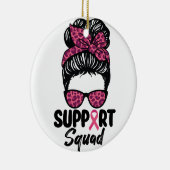 サポート分乱雑Bunピンクの戦士の乳がん セラミックオーナメント (右)