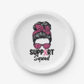 サポート分乱雑Bunピンクの戦士の乳がん ペーパープレート (正面)