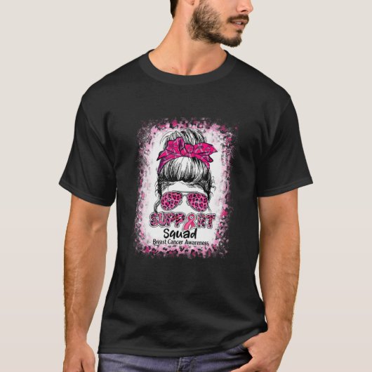 サポート分乱雑Bunピンクの戦士の乳がん Tシャツ (正面)
