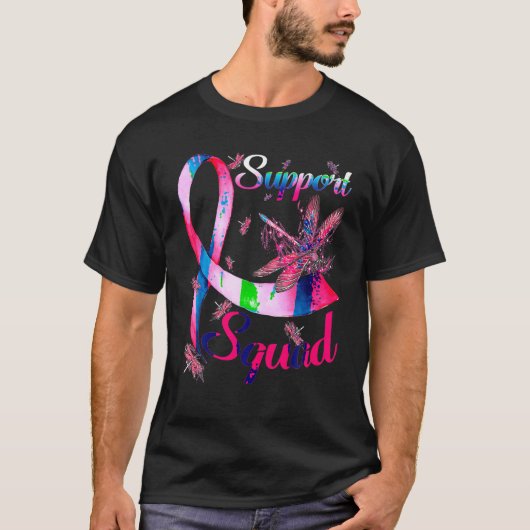 サポート分娩乳がん認識度ピンクリボン Tシャツ (正面)