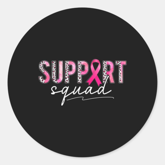 サポート分隊ピンクヒョウのリボン乳がんAw ラウンドシール (正面)
