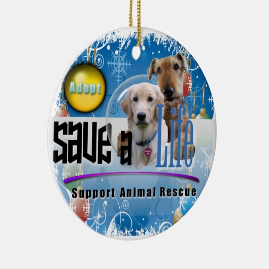 サポート動物の救助のクリスマスのオーナメント セラミックオーナメント (右)