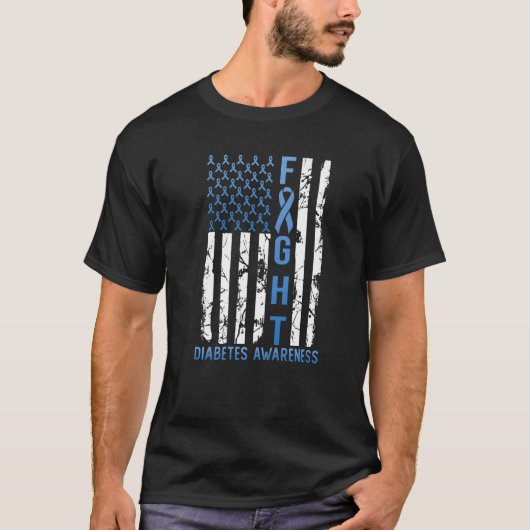 サポート戦う米国国旗タイプ2タイプ1糖尿病戦争 Tシャツ (正面)