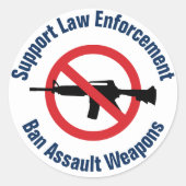 サポート法執行機関 – 暴行銃の禁止 ラウンドシール (正面)