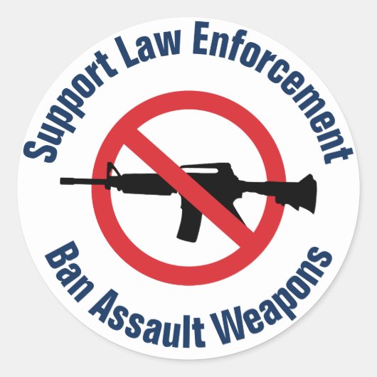 サポート法執行機関 – 暴行銃の禁止 ラウンドシール (正面)