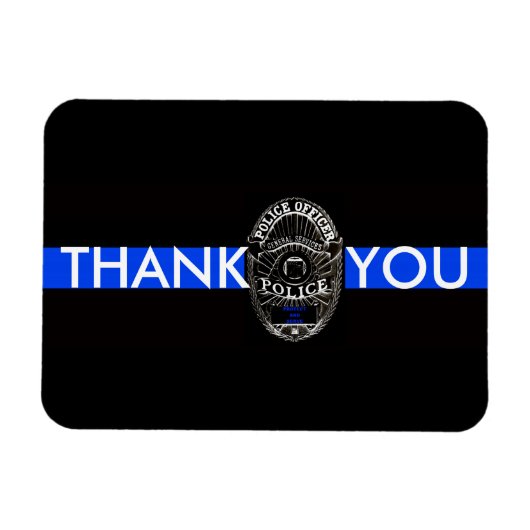 サポート警察ありがとう薄いブルーラインマグネット マグネット (横)