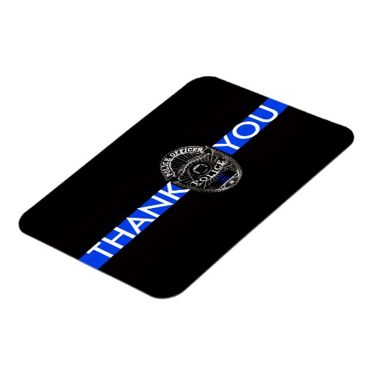 サポート警察ありがとう薄いブルーラインマグネット マグネット (左側)