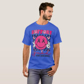 サポート隊 アウェアネス スマイル フェイス ピンク リボン Tシャツ (正面フル)