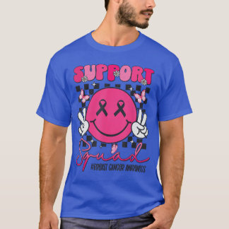 サポート隊 アウェアネス スマイル フェイス ピンク リボン Tシャツ