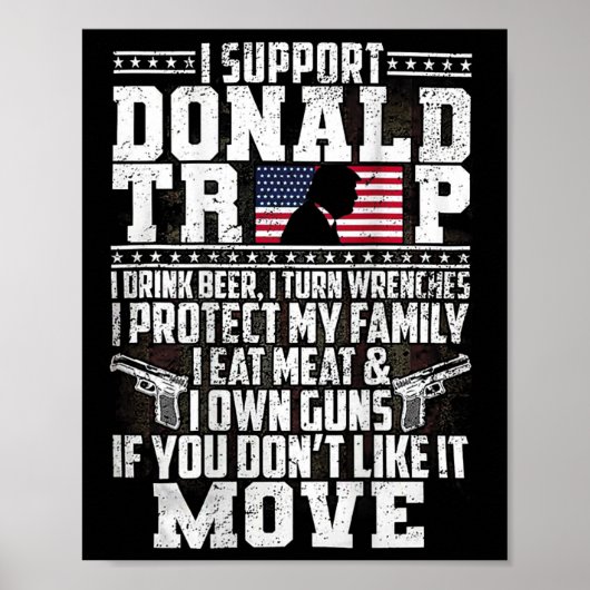 サポートDonald Trump I Drink Beer I Turn Stronches ポスター (正面)