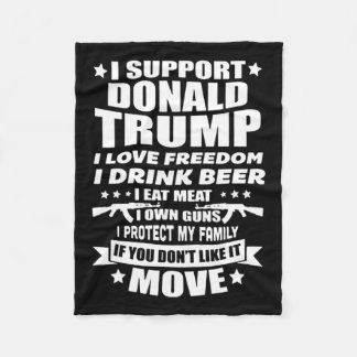 サポートDonald Trump I Love Freedom I Drink Beer フリースブランケット