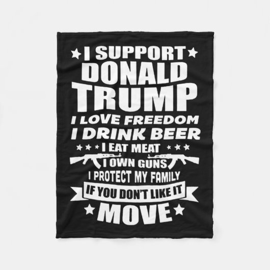 サポートDonald Trump I Love Freedom I Drink Beer フリースブランケット (正面)