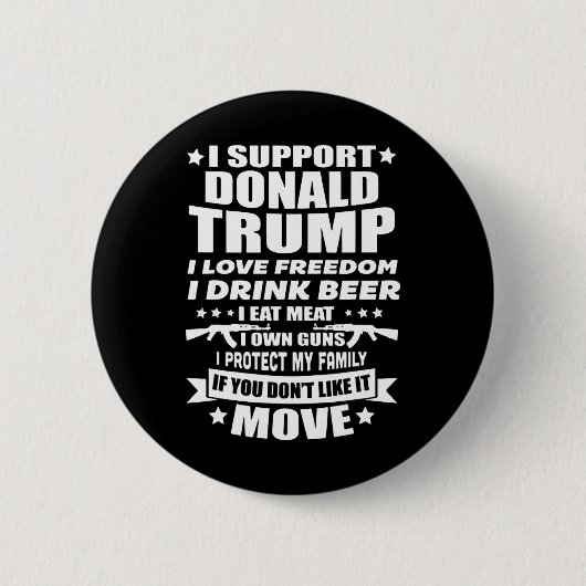 サポートDonald Trump I Love Freedom I Drink Beer 缶バッジ (正面)