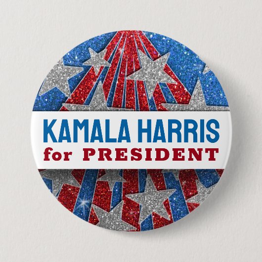 サポートKamala Harris 2024：未来へのギア 缶バッジ (正面)