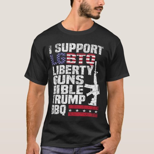サポートLgbtq Liberty Guns Bible Trump Bbq 1 Tシャツ (正面)