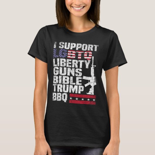 サポートLgbtq Liberty Guns Bible Trump Bbq 1 Tシャツ (正面)