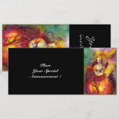 サポー、明るい赤黄色緑 招待状 (正面/裏面)