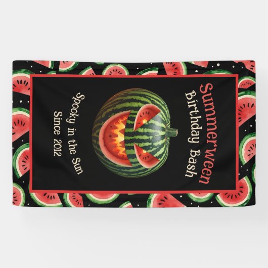 サマウィンパーティースイカ不気味ハロウィーンのカボチャのちょうちん 横断幕 (横)