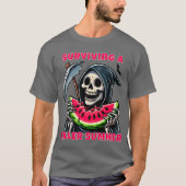 サマウィン+ハロウィン+スイカ+死神+コメディ Tシャツ (正面)