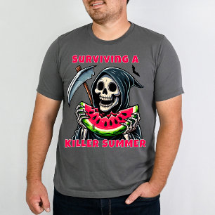 サマウィン+ハロウィン+スイカ+死神+コメディ Tシャツ