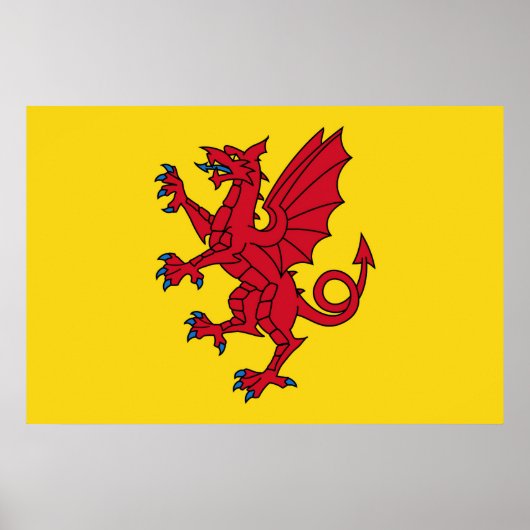 サマセット国旗のイギリスのドラゴンシンボル ポスター (正面)