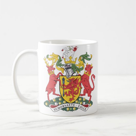 サマセット州の紋章付き外衣 コーヒーマグカップ (左)