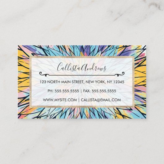 サマリーイエローピンク絵を描フローララインアート 名刺 (裏面)