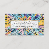 サマリーイエローピンク絵を描フローララインアート 名刺 (正面)