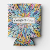 サマリーイエローピンク絵を描フローララインアート 缶クーラー (正面)