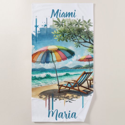 サマリーウォータービーチチェア&アンブレラシーショア ビーチタオル (正面)