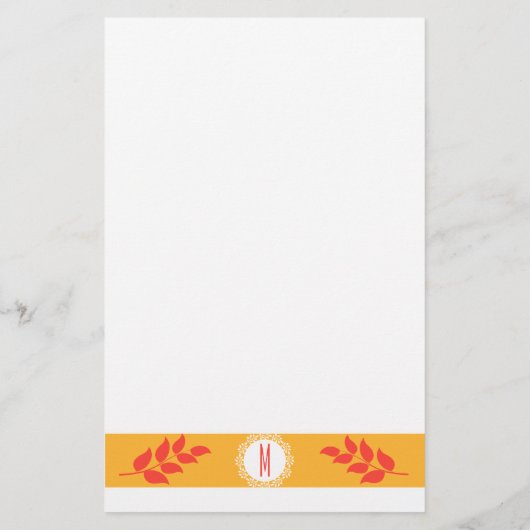 サマリーコーラルオレンジとゴールデンイエローモノグラム 便箋 (裏面)