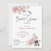 サマリーピンクの花スチルレットシューズブライダルシャワー 招待状 (正面)