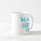 サマリー引用文ザビーチは私のハッピープレイスブルー コーヒーマグカップ (正面右)