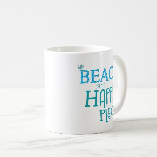 サマリー引用文ザビーチは私のハッピープレイスブルー コーヒーマグカップ (正面右)