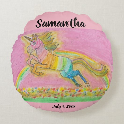サマンサのユニコーンの円形の枕 ラウンドクッション (正面)