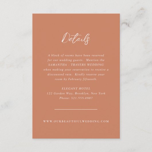 サマンサバーンオレンジ伝統的エレガントな結婚式 エンクロージャーカード (正面)