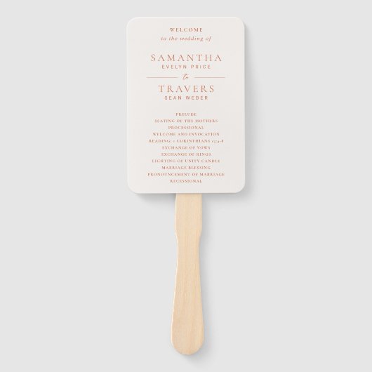 サマンサバーンオレンジ伝統的エレガントな結婚式 ハンドファン (正面)