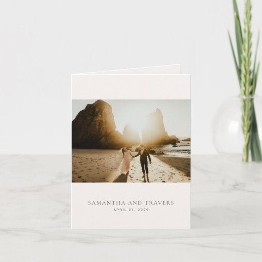 サマンサフォレストグリーン伝統的エレガントな結婚式 サンキューカード (正面)