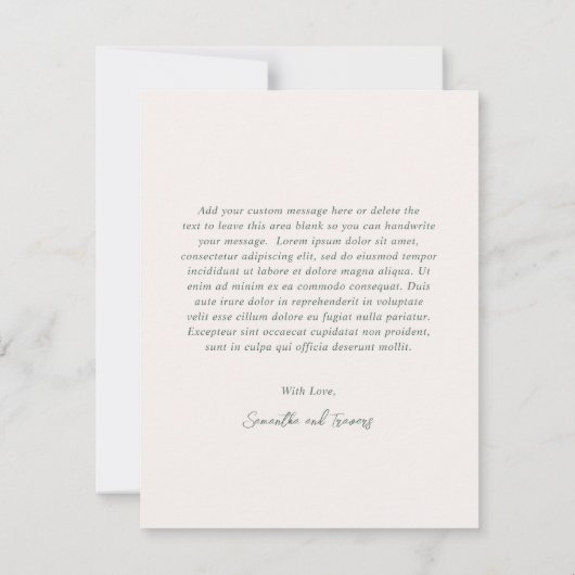 サマンサフォレストグリーン伝統的エレガントな結婚式 サンキューカード (裏面)