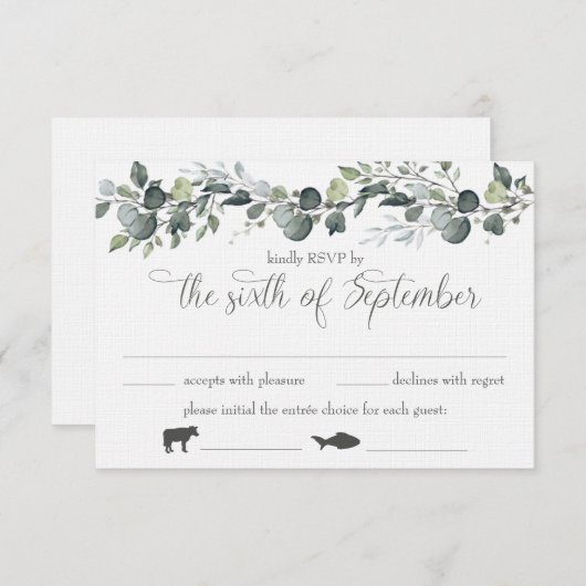 サマンティア & マイケルの食事オプション付き返信カード 招待状 (正面/裏面)