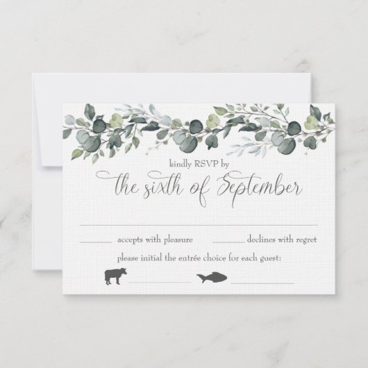 サマンティア & マイケル 返信カード　食事の選択肢付き 招待状 (正面)