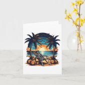 サマーおもしろいウィーンスケルトンビーチパーティーハロウィーンVi カード (黄色い花)