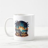 サマーおもしろいウィーンスケルトンビーチパーティーハロウィーンVi コーヒーマグカップ (左)