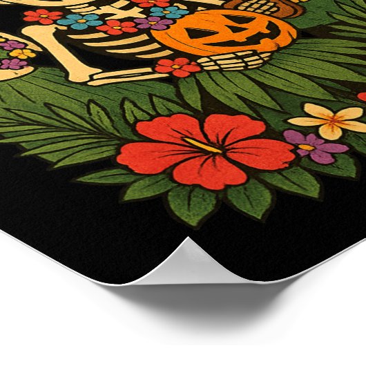 サマーおもしろいウィーンスケルトンルアウ（ハワイ式宴会）パーティーハロウィンベ ポスター (角)