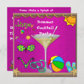サマーおもしろいカクテルプールパーティー 招待状 (正面/裏面)